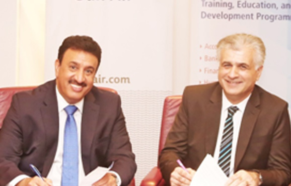 L-R BIBF’s Deputy Director, Dr. Ahmed AbdulHameed AlShaikh & Dr. Jassim Haji, Director of IT, Gulf Air