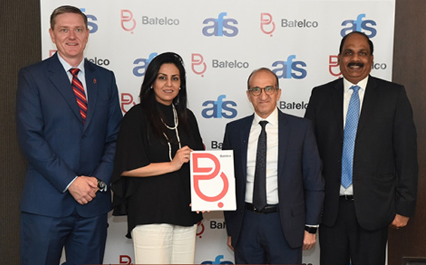 Bahrain CEO Eng. Muna Al Hashemi and AFS Chairman Sael Al Waary with Batelco CMO Mike Stanford and AFS CEO B. Chandrasekar