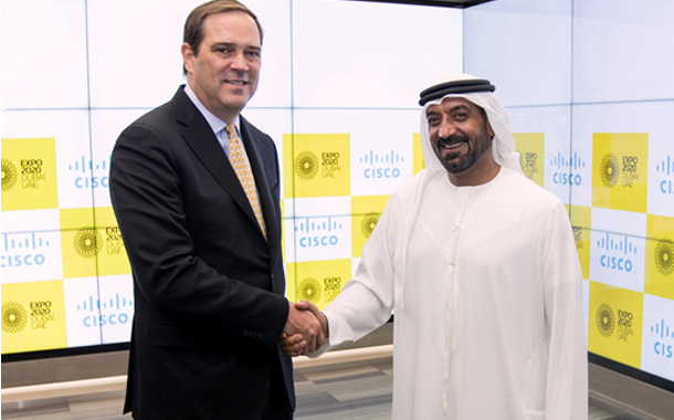 His Highness Sheikh Ahmed bin Saeed Al Maktoum, Chairman of the Expo 2020 Dubai Higher Committee and Chuck Robbins, CEO and Chairman of Cisco