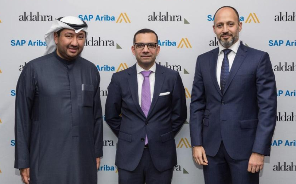 Mohammed Al Khotani, head of SAP Ariba, Middle East and North Africa; Khadim Al Darei, Vice Chairman and Co-Founder, Al Dahra; Gergi Abboud, Senior Vice President and General Manager, SAP Middle East South.