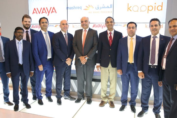 Second from right is Fadi Hani, Vice President – Middle East, Turkey & Africa, Avaya and fifth from right is Sandeep Chouhan, Head of Operations and Technology, Mashreq