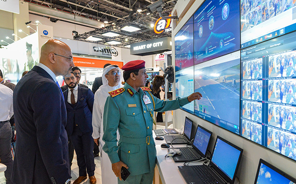 Visitors at Intersec, a trade fair for security, safety and fire protection