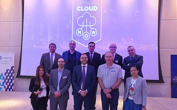 The Extreme Networks team at the inaugural Middle East ExtremeCloud NOW event in Dubai.