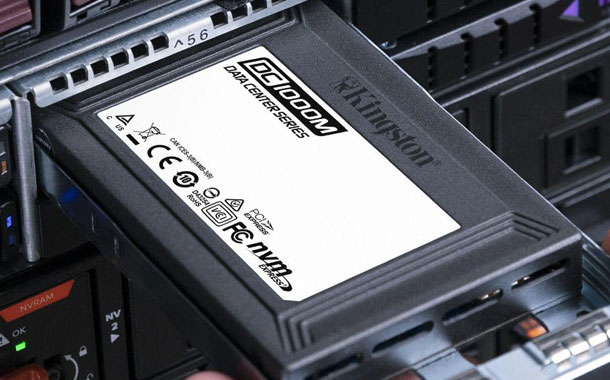 Kingston DC1000M U.2 NVMe PCIe SSD.