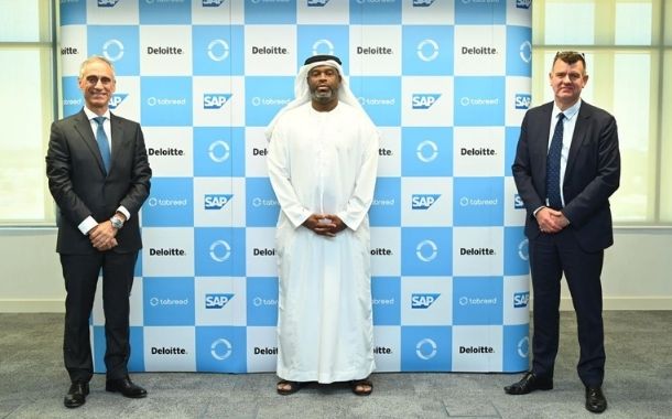 (from left to right) Sergio Maccotta, Senior Vice President, SAP Middle East South; Bader Saeed Al Lamki, CEO; Tabreed and Tim Parr, CEO, Consulting, Deloitte Middle East.