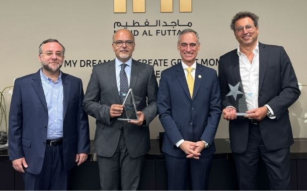 Hilmi Rifai, Head of Group Technology, Majid Al Futtaim Global Solutions, Khaled El Chidiac, CEO, Majid Al Futtaim Global Solutions, Sergio Maccotta, Senior Vice President, SAP Middle East South and Charles Awad, Chief Customer Officer, Majid Al Futtaim, during the event.