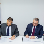 Mr. Nicholas Argyrides, General Manager - Gulf at Mindware (L) and Mr. Nabil Khalil, Executive Vice President - Middle East, Turkey and Africa at R&M (R) at the partnership signing ceremony.