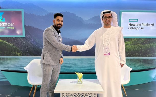 (Left to Right) Anithan Chandran, chief executive officer of Taeknizon Middle East Information Technology; Ahmad AlKhallafi, managing director, UAE, Hewlett Packard Enterprise.