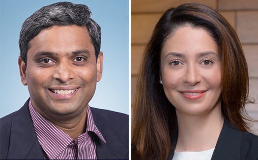 (Left to Right) Sudheer Matta, Group VP of AI-Driven Enterprise, Juniper Network; Samantha Madrid, Group VP of Security Business & Strategy, Juniper Networks.