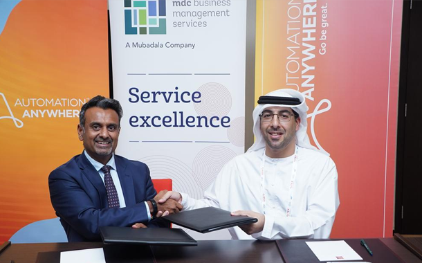 (L-R) Raj Mistry, EVP- EMEA, Automation Anywhere and Nasir Al Nabhani, Chief Executive Officer, MDC BMS