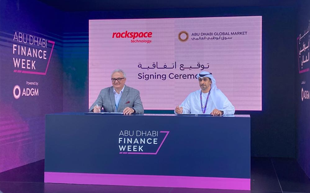 (Left to right) George Pawlyszyn, General Manager, Middle East and Africa (MEA), Rackspace Technology and Abdullah Al Qubaisi, Director of Technology Services, ADGM.