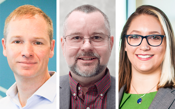 (Left to right) Bob Huber, Chief Security Officer, Tenable ; Marty Edwards, Deputy CTO OT and IoT, Tenable and Claire Tills, Senior Research Engineer, Tenable.