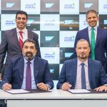 From left to right (sitting): Edgard Chalhoub, General Manager of Aramtec and Zakaria Haltout, Managing Director of SAP UAE | From left to right (standing): Rabie Hamdeh, Head of IT, Aramtec and Mohammed Hammad, Director of Sales, SAP UAE.