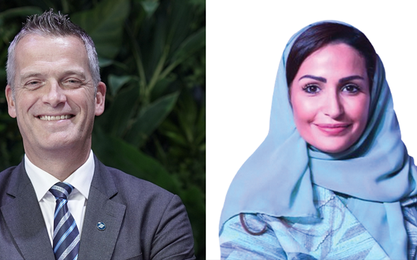 (Left to right) Håkan Cervell, Vice President and Head of Customer Unit stc and Maha Alnuhait, General Manager of Sustainability Program at stc.