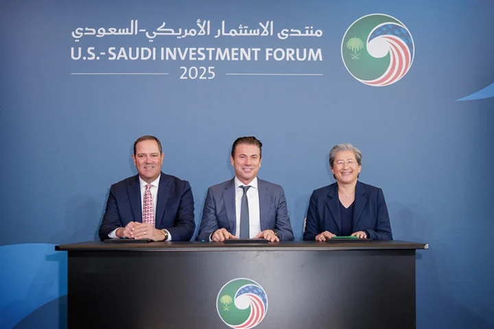 Chuck Robbins_ Chair and CEO of Cisco_ Tareq Amin_ CEO of HUMAIN and Dr. Lisa Su_ Chair and CEO