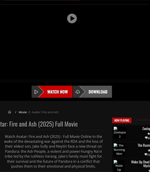 An example of a website offering to watch or download the movie Avatar 3 and other recent releases