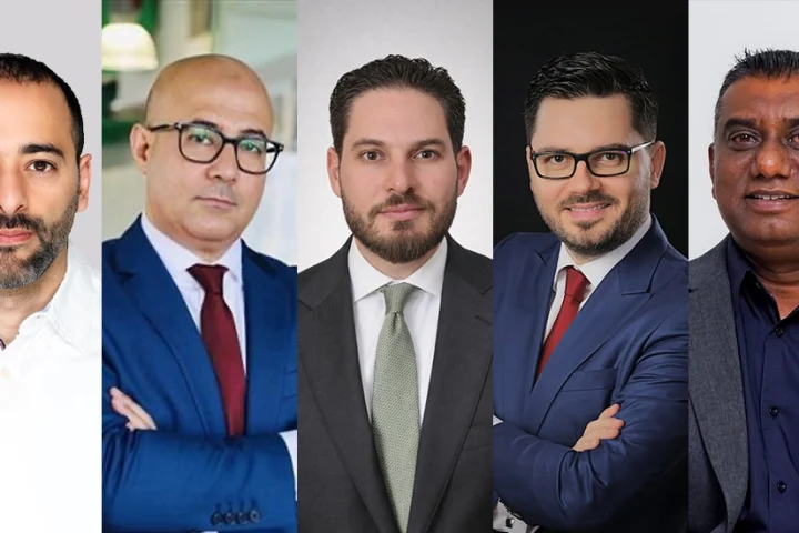 (Left to Right) Ahmad AlSabbah, Regional Manager, Sales Engineering, Saudi Arabia and Bahrain; Islam Afifi, Senior Regional Director, Sales Engineering, EMEA East; Jawad Moghnieh, Regional Director, Saudi Arabia & Bahrain; Dan Popa, Regional Director, Eastern Europe; Mark Govender, Regional Manager, Sales Engineering, Africa