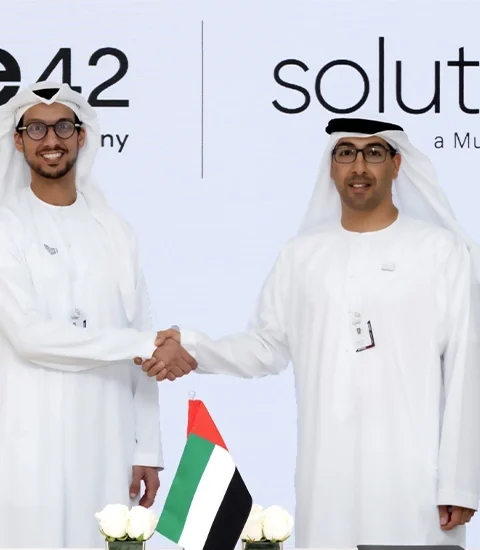(L-R) Talal M. Al Kaissi, Chief Executive Officer, Core42 and Nasir Al Nabhani, Managing Director, Solutions+