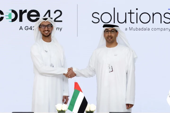 (L-R) Talal M. Al Kaissi, Chief Executive Officer, Core42 and Nasir Al Nabhani, Managing Director, Solutions+
