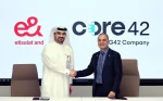 (L-R) Abdulla Ebrahim Al Ahmed, Chief Government and VVIP Relations Officer, e& UAE, and Sherif Tawfik, Chief Business Officer, Core42.