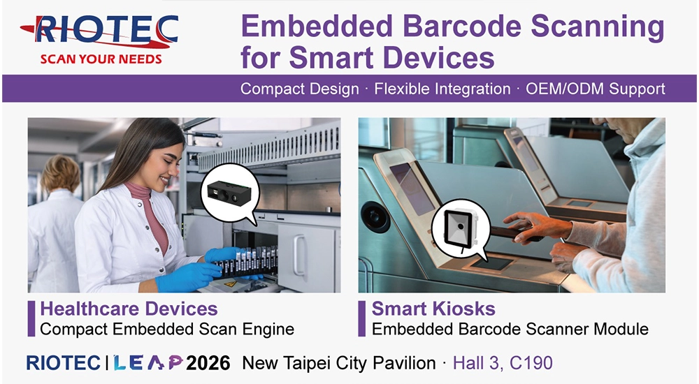 RIOTEC joins LEAP 2026 to offer Taiwan-based barcode solutions.