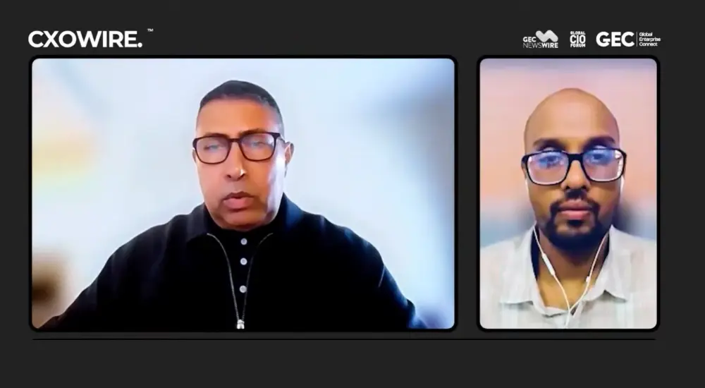 (L) Arun Shankar from Global Enterprise Connect (R) Vaisakh T R, Founder & CEO of Prophaze