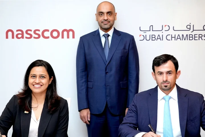 The MoU with NASSCOM was signed by Salem AlShamsi, Executive Vice President of International Relations at Dubai Chambers, in the presence of H.E. Mohammad Ali Rashed Lootah, President and CEO of Dubai.