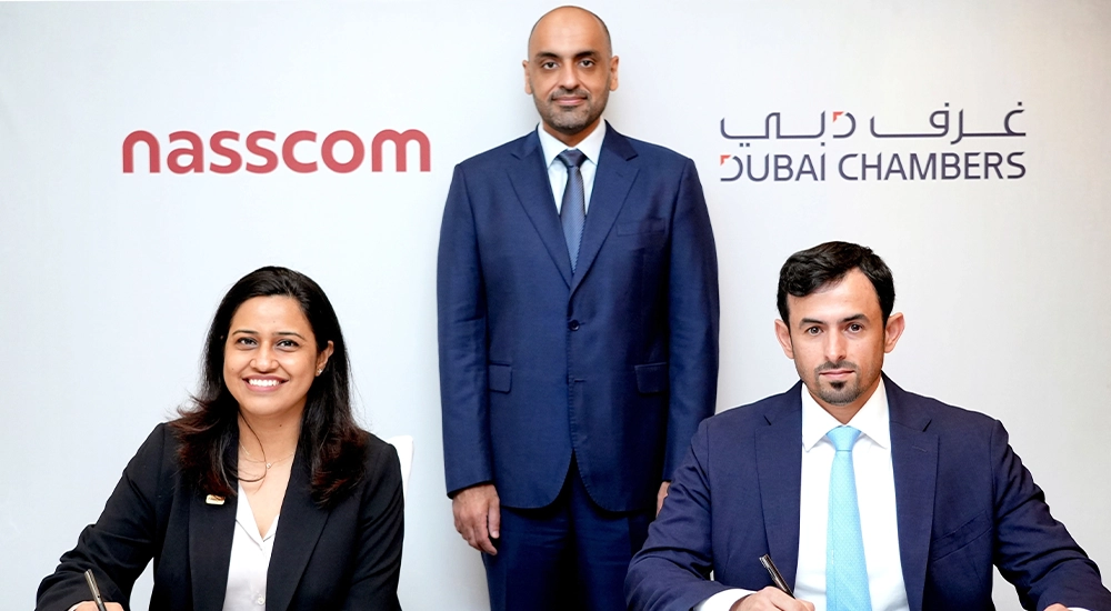 The MoU with NASSCOM was signed by Salem AlShamsi, Executive Vice President of International Relations at Dubai Chambers, in the presence of H.E. Mohammad Ali Rashed Lootah, President and CEO of Dubai.