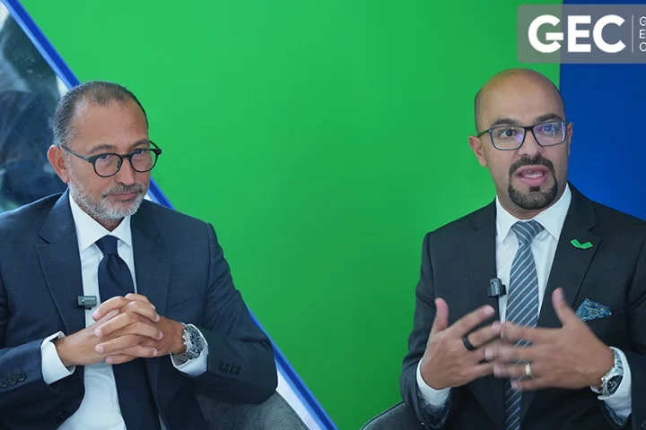 (L-R) (L) Tamer Elhamy of Microsoft and Mena Migelly, Regional Vice President for Veeam EMEA.