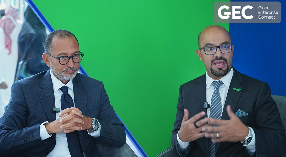 (L-R) (L) Tamer Elhamy of Microsoft and Mena Migelly, Regional Vice President for Veeam EMEA.