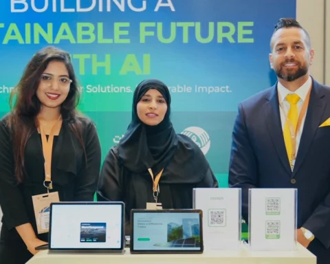(L-R) Jennifer Maria Anto, Sustainability Solutions Consultant, Farnek, Muna Al Nahdi, Director – Sustainability & Consultancy, Farnek & Tamer Bishay, Director of Business Development, Farnek, at DECE 2026.