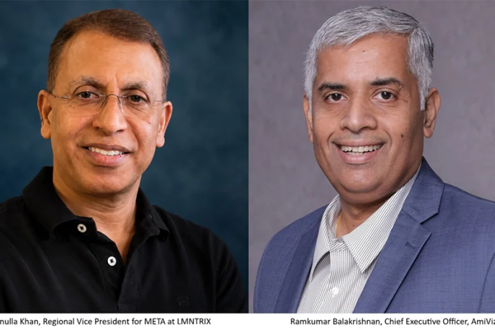 (L-R) Amanulla Khan, Regional Vice President for Middle East, Turkey & Africa at LMNTRIX and ​Ramkumar Balakrishnan, CEO of AmiViz.