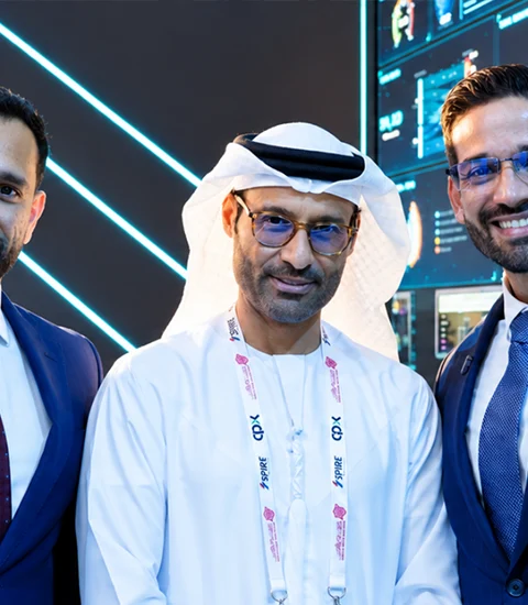 (L-R) Shams Hasan, VP of Sales at SCCME; Dr Mohamed Al Kuwaiti, Head of Cyber Security for the United Arab Emirates; and Daniel Valle, CEO at SCCME.