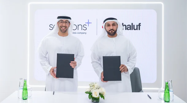 (L-R) Nasir Al Nabhani, Group Managing Director & CEO of Solutions+ and DR. Ahmed Alkaabi, Chief Executive Officer of Tahaluf.