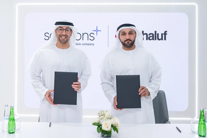 (L-R) Nasir Al Nabhani, Group Managing Director & CEO of Solutions+ and DR. Ahmed Alkaabi, Chief Executive Officer of Tahaluf.